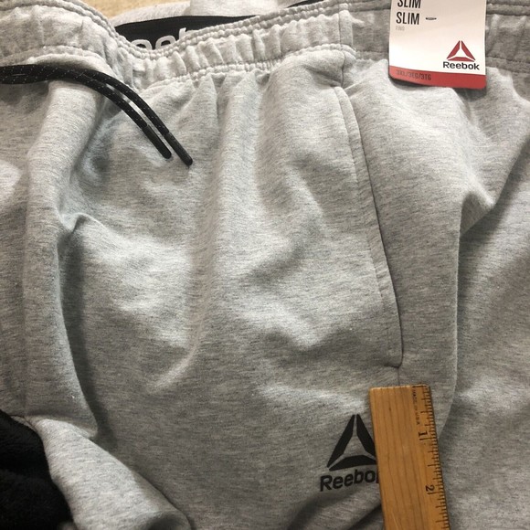 Reebok Men Pants 3XL Slim Gray Jogger Athlete Lounge Zip Pockets Small Logo NEW - Picture 5 of 9